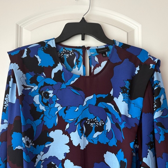 Who What Wear Blue Floral Long-Sleeve Blouse Size XL - Picture 3 of 8